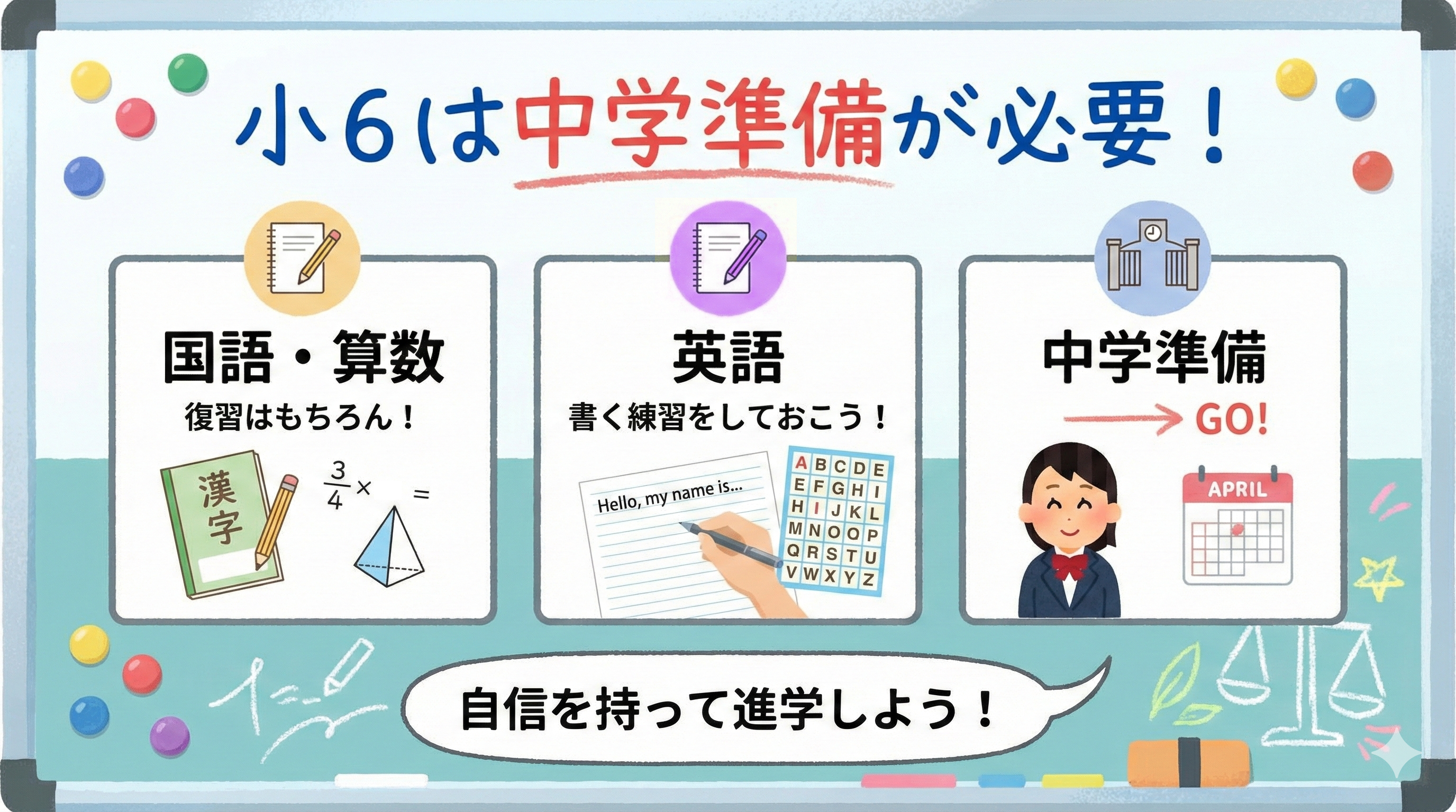 Instagram「小６中学準備、国算はもちろん英語が書けるように」